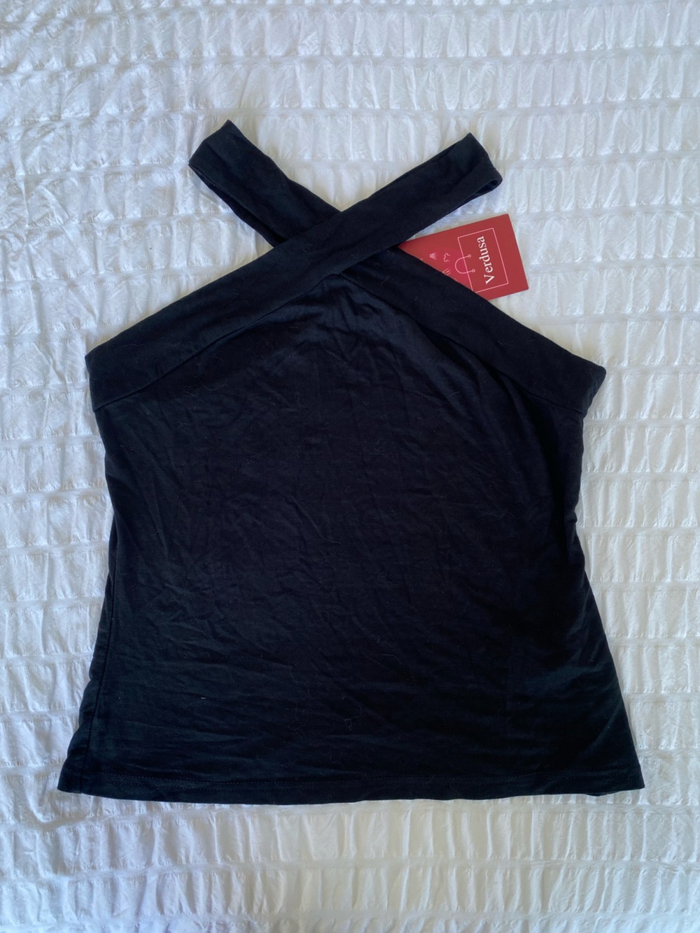 NWT Black Cross-Strap Neck Tank Top